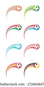 Soccer symbols set. fast moving soccer ball. logo for sports design. Vector illustration