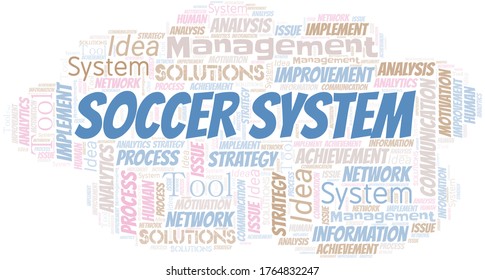 Typografie des Fußballsystems, Vektor Wort Cloud.