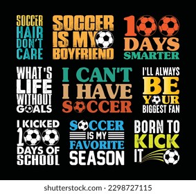 Soccer T shirt Design Bundle, vector Soccer T shirt  design, Football shirt, Soccer typography T shirt design Collection