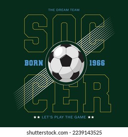 soccer t shirt design. sport football illustration.T shirt print design with soccer ball