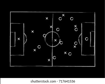 Soccer tactic draft on dark background