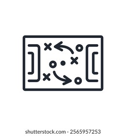 Soccer tactic editable stroke outline icon isolated on white background flat vector illustration. Pixel perfect. 64 x 64.	