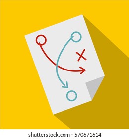 Icono de papel táctico de fútbol. Icono vectorial de papel táctico de fútbol para web   sobre fondo amarillo