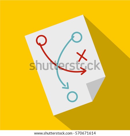 Soccer tactic paper icon. Flat illustration of soccer tactic paper vector icon for web   on yellow background