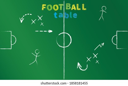 Soccer Tactic Table. Vector Illustration. Football Strategy Signs. Realistic Blackboard Drawing A Soccer Game Strategy