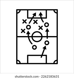 soccer tactics icon, game success strategy in football, scheme play, vector illustration on white background.