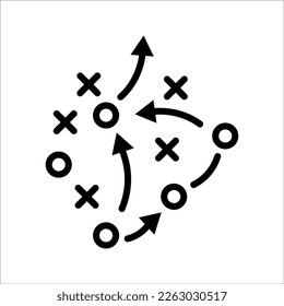 soccer tactics icon, game success strategy in football, scheme play, vector illustration on white background.