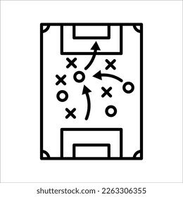 soccer tactics icon, game success strategy in football, scheme play, vector illustration on white background.