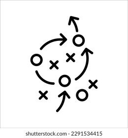 soccer tactics icon, game success strategy in football, scheme play, vector illustration on white background.