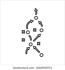 soccer tactics icon, game success strategy in football, scheme play, vector illustration on white background.