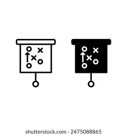 soccer tactics icon, game success strategy in football, scheme play color editable