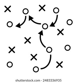 Soccer tactics icon, game success strategy in football, scheme play, vector illustration on white background. Vector Illustration.
