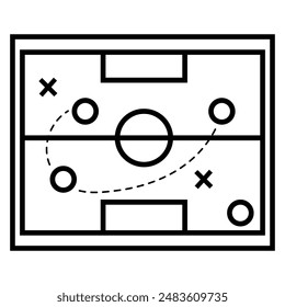  Soccer tactics icon, game success strategy in football, scheme play, thin line web symbol on white background - editable stroke vector illustration . EPS10