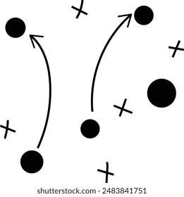 soccer tactics icon, game success strategy in football, scheme play, vector illustration on white background
