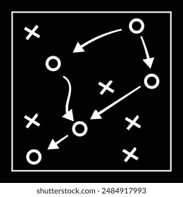 soccer tactics icon, game success strategy in football, scheme play, vector illustration on isolate background. Team soccer tactics icon.
