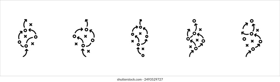 soccer tactics icon, game success strategy in football, scheme play, vector illustration on white background.