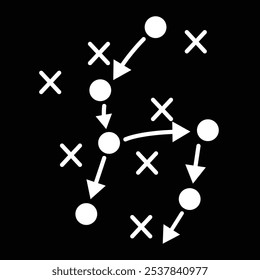 soccer tactics icon, game success strategy in football, scheme play, vector illustration on white background.
