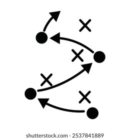 soccer tactics icon, game success strategy in football, scheme play, vector illustration on white background