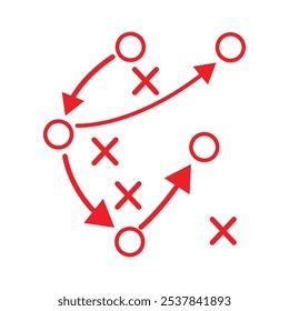 soccer tactics icon, game success strategy in football, scheme play, vector illustration on white background