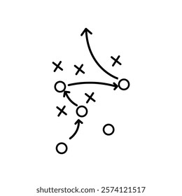 soccer tactics icon, game success strategy in football, scheme play, vector illustration on white background