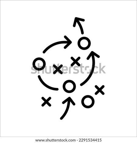 soccer tactics icon, game success strategy in football, scheme play, vector illustration on white background.