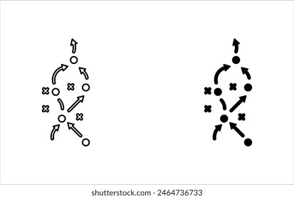 soccer tactics icon set, game success strategy in football, scheme play, vector illustration on white background.