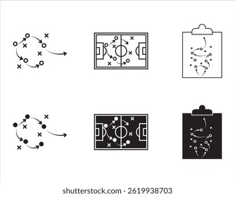 soccer tactics icon set, soccer game success strategy, game scheme, vector illustration on white background.for app, web and digital design. Vector illustration.

