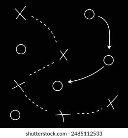 In: Soccer Taktics. Satz von Taktiksymbolen. Tactics Business Concept-Symbole. Vektorillustration. EPS 10.