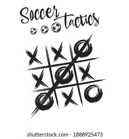 Soccer tactics sketch. Scheme and strategy tactical soccer game. Design pattern. Vector illustration