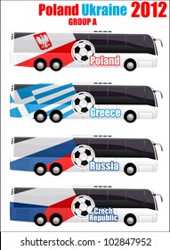 Soccer team bus Poland, Greece, Russia, Czech Republic set eps10
