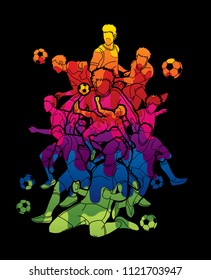 Soccer team composition, soccer player action designed using colorful graphic vector.