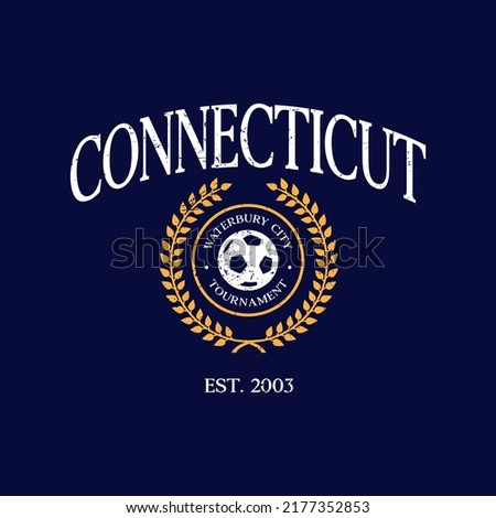 Soccer team Connecticut print design. Typography graphics for sportswear and apparel. Vector illustration.