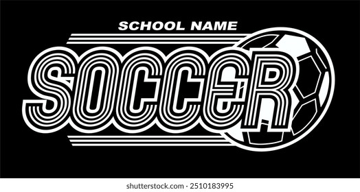 design de time de futebol com bola estilizada para esportes escolares, universitários ou da liga
