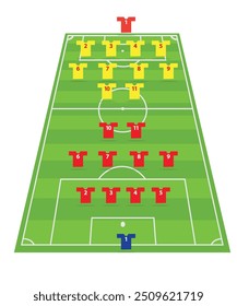 Soccer team design, tactical board stock illustration