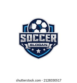 Soccer team emblem logo design vector illustration