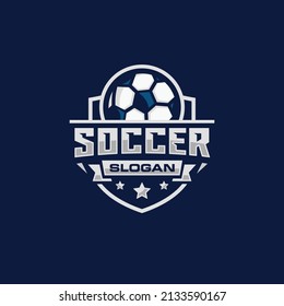 Soccer team emblem logo design vector illustration