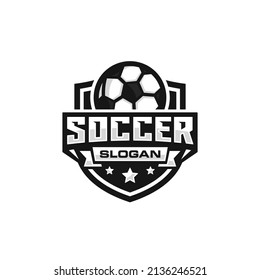 Soccer team emblem logo design vector illustration