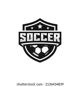 Soccer team emblem logo design vector illustration