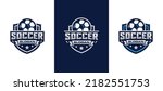 Soccer team emblem logo set design vector