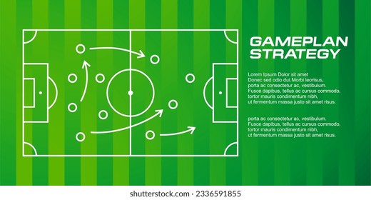 Soccer team formation and tactic . Green board game plan with football game strategy. Vector for international world championship sport tournament banner concept