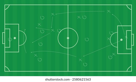 Soccer team formation and tactic . Green board game plan with football game strategy. Vector for international world championship sport tournament  