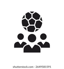 Soccer Team Icon, Silhouette of Players with Ball.