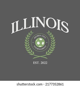 Soccer team Illinois print design. Typography graphics for sportswear and apparel. Vector illustration.