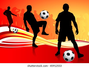Equipo de fútbol sobre fondo abstracto e iluminación vectorial original