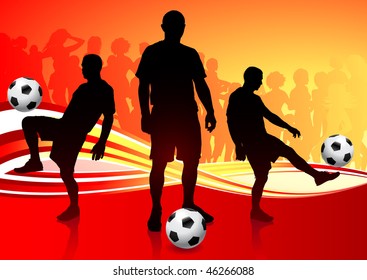 Soccer Team on Abstract Background Original Vector Illustration