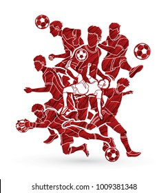 Soccer Team  player composition  designed using grunge brush graphic vector.