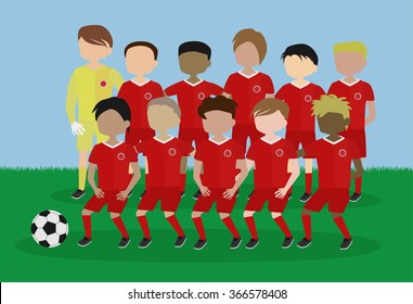 soccer team red uniform cartoon vector