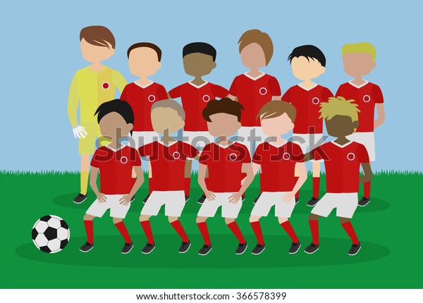 Soccer Team Red White Uniform Cartoon Stock Vector (Royalty Free ...