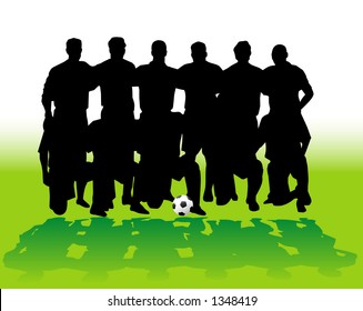 Soccer team silhouettes - vector illustration!