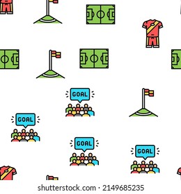 Soccer Team Sport Game On Stadium Vector Seamless Pattern Thin Line Illustration